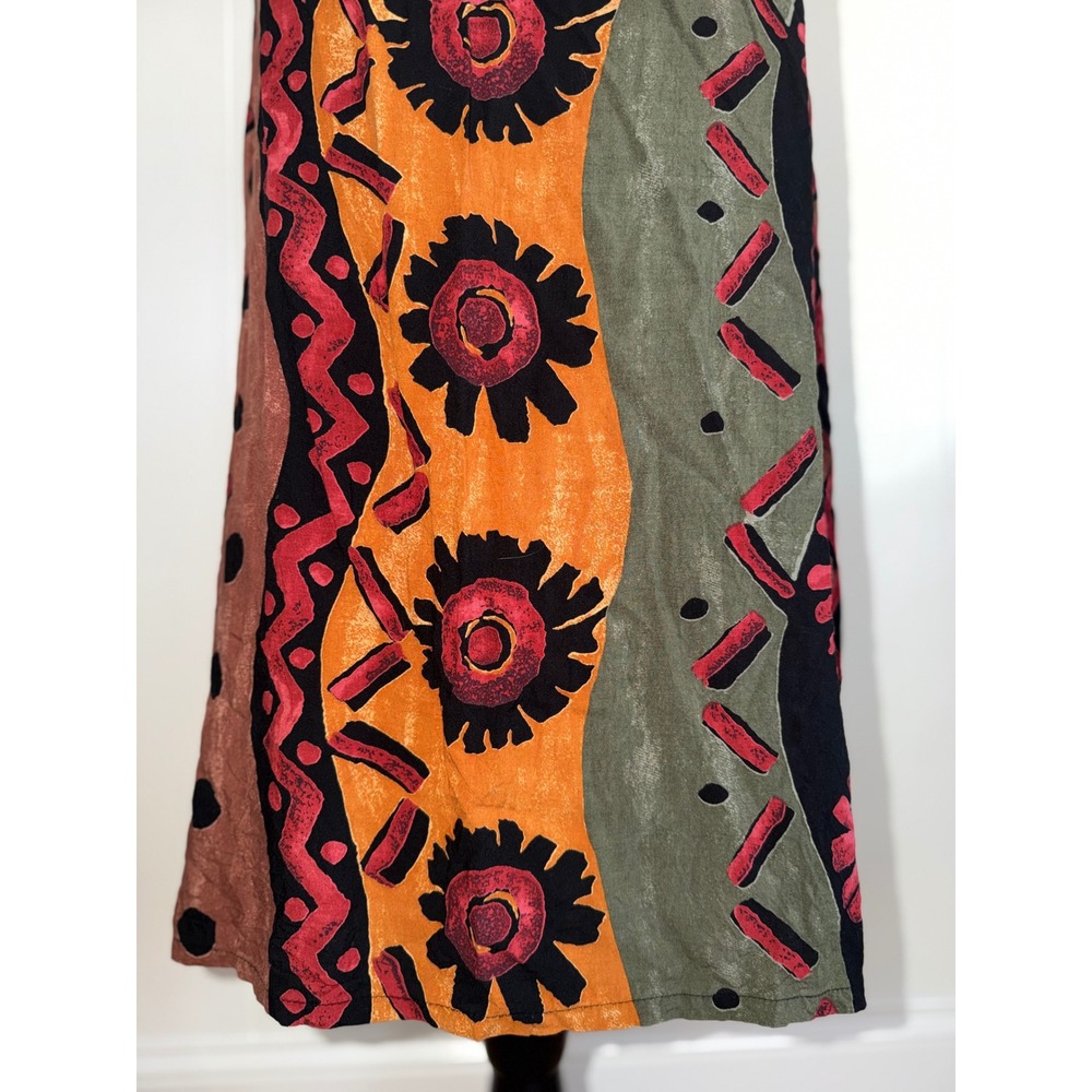 Bohemian Patchwork Maxi Skirt in Mustard, Olive & Black - Picture 3 of 12